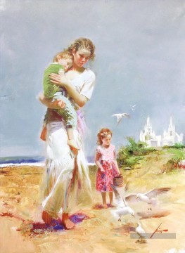 maman PD et enfants Femme Impressionist Peinture à l'huile